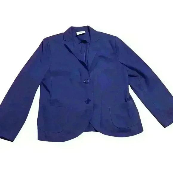 AKRIS Punto Women’s Soft Knit Blazer Size US 8 Purple Blue Stretch Comfort - Picture 1 of 8